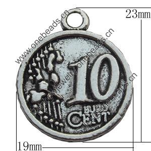 Pendant Zinc Alloy Jewelry Findings Lead-free, 19x23mm, Hole:3mm, Sold by Bag