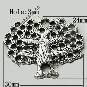 Pendant Zinc Alloy Jewelry Findings Lead-free, Tree 30x24mm Hole:3mm, Sold by Bag