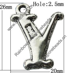 Pendant Zinc Alloy Jewelry Findings Lead-free, Letter 20x26mm Hole:2.5mm, Sold by Bag