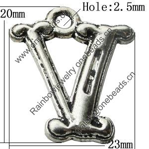 Pendant Zinc Alloy Jewelry Findings Lead-free, Letter 20x23mm Hole:2.5mm, Sold by Bag