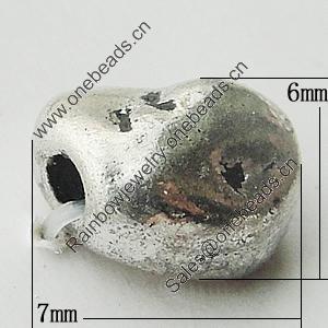Bead Zinc Alloy Jewelry Findings Lead-free, Nugget 6x7mm Hole:1.5mm, Sold by Bag