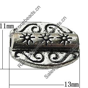 Bead Zinc Alloy Jewelry Findings Lead-free, 11x13mm Hole:1.5mm, Sold by Bag