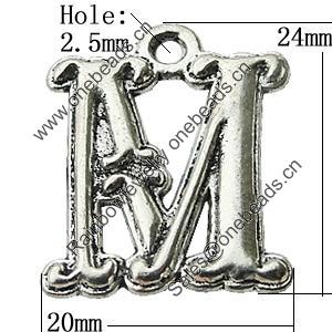 Pendant Zinc Alloy Jewelry Findings Lead-free, Letter 20x24mm Hole:2.5mm, Sold by Bag