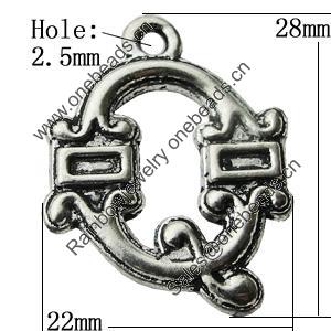 Pendant Zinc Alloy Jewelry Findings Lead-free, Letter 22x28mm Hole:2.5mm, Sold by Bag