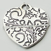 Pendant Zinc Alloy Jewelry Findings Lead-free, Heart 19x21mm Hole:2.5mm, Sold by Bag