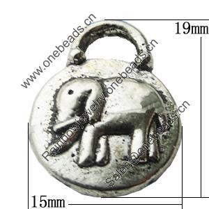 Pendant Zinc Alloy Jewelry Findings Lead-free, 19x15mm, Sold by Bag