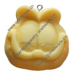 Resin Pendant, Animal Head, 40x39mm, Hole:Approx 2mm, Sold by Bag