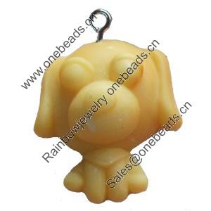 Resin Pendant, Dog, 24x27mm, Hole:Approx 2mm, Sold by Bag