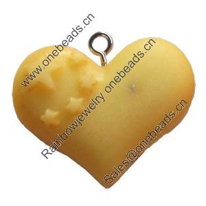 Resin Pendant, Heart, 28x24mm, Hole:Approx 2mm, Sold by Bag