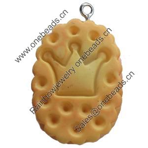 Resin Pendant, Oval, 22x30mm, Hole:Approx 2mm, Sold by Bag