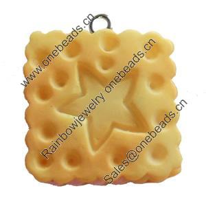 Resin Pendant, Square, 23mm, Hole:Approx 2mm, Sold by Bag