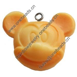 Resin Pendant, Animal Head, 31x25mm, Hole:Approx 2mm, Sold by Bag