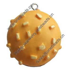 Resin Pendant, Hamburger, 27x28mm, Hole:Approx 2mm, Sold by Bag