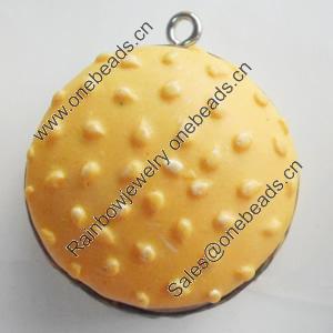 Resin Pendant, Hamburger, 25mm, Hole:Approx 2mm, Sold by Bag