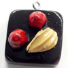 Resin Pendant, Square, 21mm, Hole:Approx 2mm, Sold by Bag