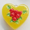 Resin Pendant, Heart, 30mm, Hole:Approx 2mm, Sold by Bag