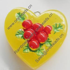 Resin Pendant, Heart, 30mm, Hole:Approx 2mm, Sold by Bag