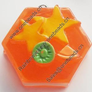 Resin Pendant, Polygon, 29x27mm, Hole:Approx 2mm, Sold by Bag