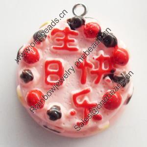 Resin Pendant, 27x28mm, Hole:Approx 2mm, Sold by Bag