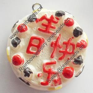 Resin Pendant, 27x28mm, Hole:Approx 2mm, Sold by Bag