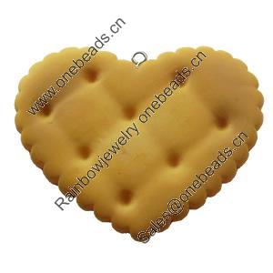 Resin Pendant, Heart, 60x48mm, Hole:Approx 2mm, Sold by Bag