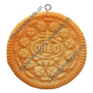 Resin Pendant, Flat Round, 43mm, Hole:Approx 2mm, Sold by Bag
