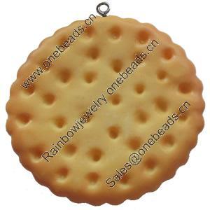 Resin Pendant, Flat Round, 46mm, Hole:Approx 2mm, Sold by Bag