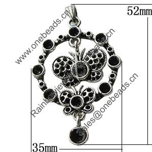 Pendant Zinc Alloy Jewelry Findings Lead-free, 35x52mm Hole:5mm, Sold by Bag