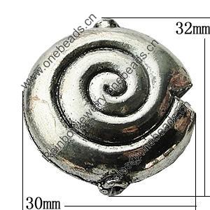Bead Zinc Alloy Jewelry Findings Lead-free, 30x32mm Hole:2mm, Sold by Bag