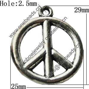 Pendant Zinc Alloy Jewelry Findings Lead-free, 25x29mm Hole:2.5mm, Sold by Bag