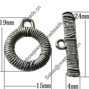 Clasps Zinc Alloy Jewelry Findings Lead-free, Loop:15x19mm Bar:4x24mm Hole:2mm, Sold by KG  