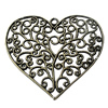 Pendant Zinc Alloy Jewelry Findings Lead-free, Heart 64x59mm Hole:3mm, Sold by Bag