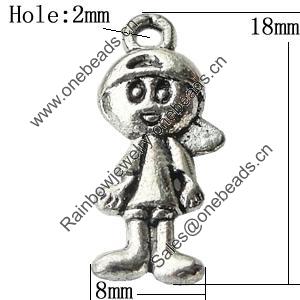 Pendant Zinc Alloy Jewelry Findings Lead-free, 8x18mm Hole:2mm, Sold by Bag