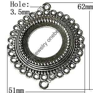 Connectors Zinc Alloy Jewelry Findings Lead-free, 51x62mm Hole:3.5mm, Sold by Bag