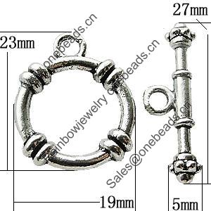 Clasps Zinc Alloy Jewelry Findings Lead-free, Loop:19x23mm Bar:5x27mm Hole:2mm, Sold by KG
