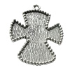 Zinc Alloy Cabochon Settings, Cross O:58x72mm I:53x59mm Hole:5mm, Sold by Bag