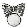 Zinc Alloy Cabochon Settings, Butterfly O:50x55mm I:26mm Hole:4mm, Sold by Bag