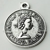 Pendant Zinc Alloy Jewelry Findings Lead-free, Flat Round 24x29mm Hole:2mm, Sold by Bag