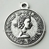 Pendant Zinc Alloy Jewelry Findings Lead-free, Flat Round 19x23mm Hole:1.5mm, Sold by Bag