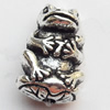 Beads Zinc Alloy Jewelry Findings Lead-free, Frog, 9x13mm Hole:1.5mm, Sold by Bag