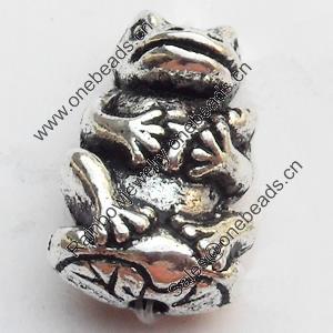 Beads Zinc Alloy Jewelry Findings Lead-free, Frog, 9x13mm Hole:1.5mm, Sold by Bag