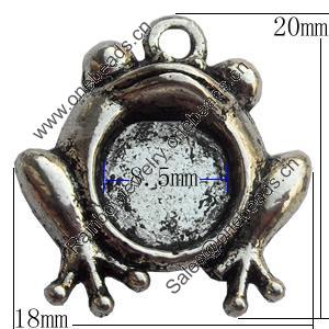 Zinc Alloy Cabochon Settings, Frog, 18x20mm Hole:2mm, Sold by Bag