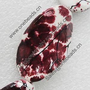 Printing Ceramics Beads, Twist Flat Oval 42x25mm Hole:3mm, Sold by Bag