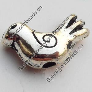 Beads Zinc Alloy Jewelry Findings Lead-free, Bird, 14x8mm Hole:1.5mm, Sold by Bag