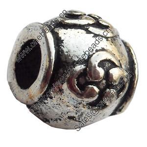 European Style Beads Zinc Alloy Jewelry Findings Lead-free, 11mm Hole:5mm, Sold by Bag 