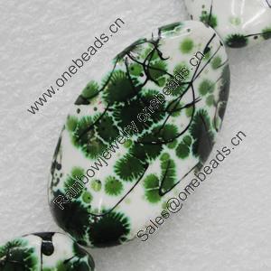 Printing Ceramics Beads, Twist Flat Oval 42x25mm Hole:3mm, Sold by Bag