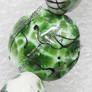Printing Ceramics Beads, Flat Round 20mm Hole:2.5mm, Sold by Bag