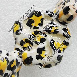 Printing Ceramics Beads, Flower 30mm Hole:2mm, Sold by Bag