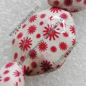 Printing Ceramics Beads, 23x18mm Hole:3mm, Sold by Bag