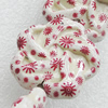 Printing Ceramics Beads, Flower 30mm Hole:2mm, Sold by Bag